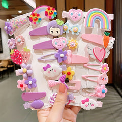 14pcs Girls Colorful Hairpin Flower Cartoon Heart Hair Accessories