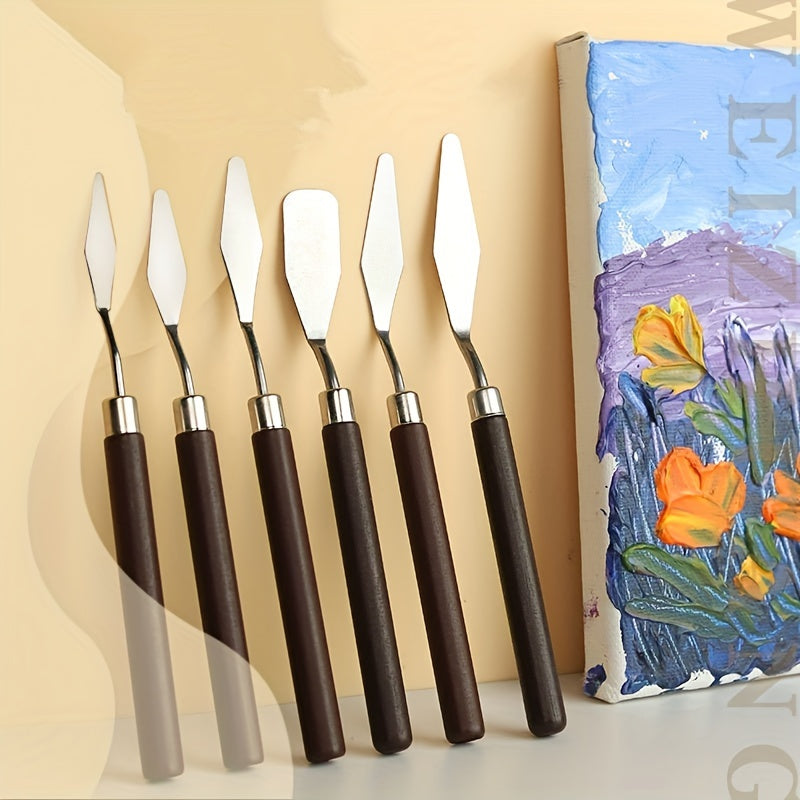 Stainless Steel Painting Scraper Art Spatula with Wooden Handle
