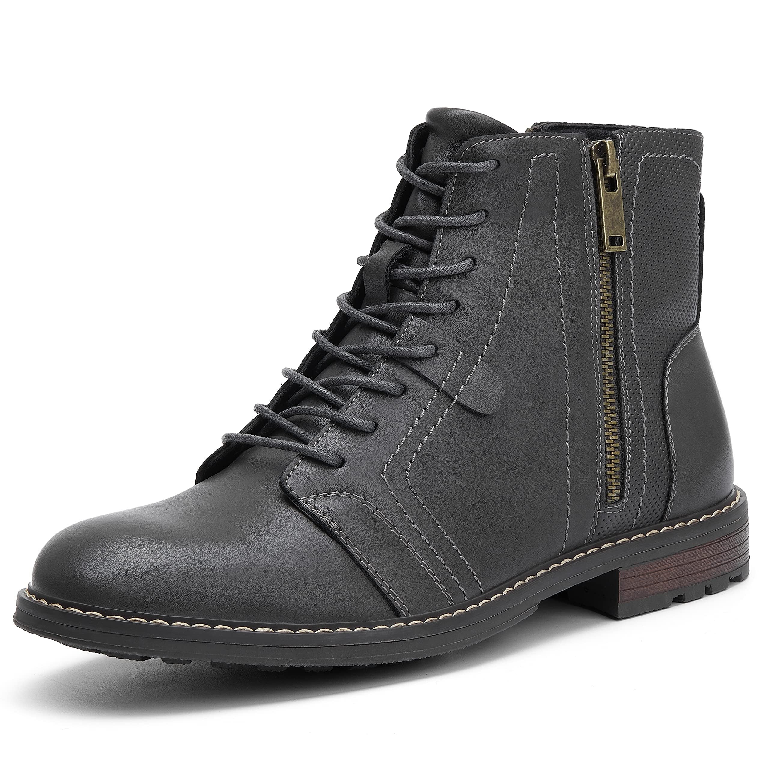 Men's Casual Ankle Motorcycle Boots Side Zip Work Shoes