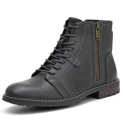 Men's Casual Ankle Motorcycle Boots Side Zip Work Shoes