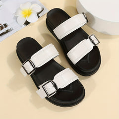 Women's Double Band Summer Slides Sandals Thick Bottom Platform Slippers