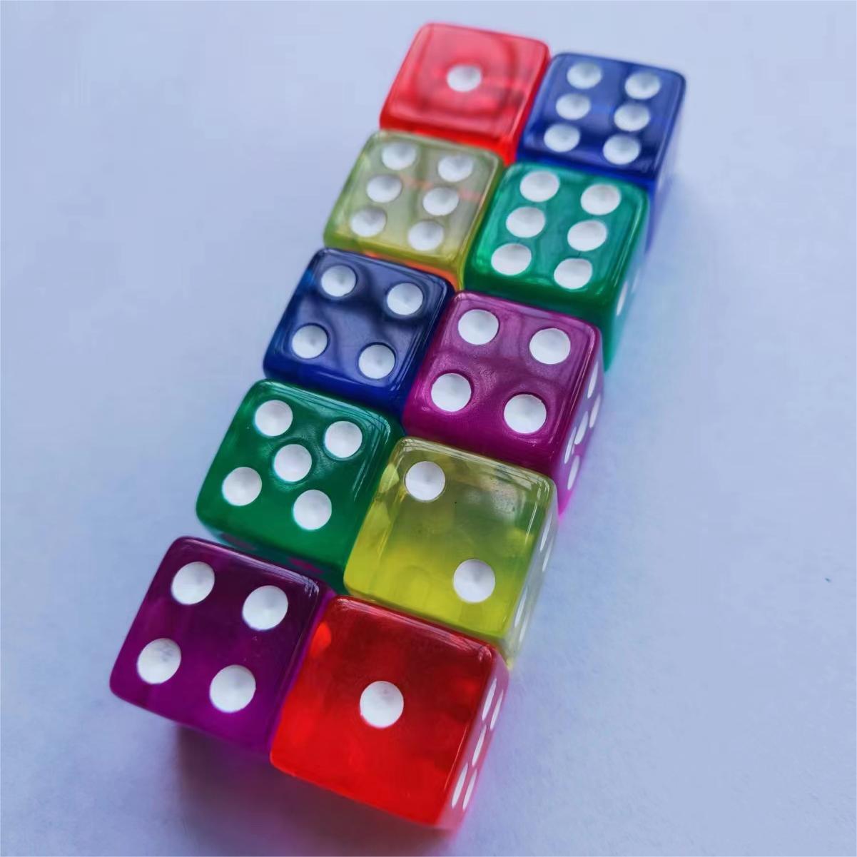 10pcs Set Of 6 Transparent Dice For Games Easy To Read