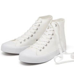 Women's High Top Canvas Lace Up Flat Walking Shoes