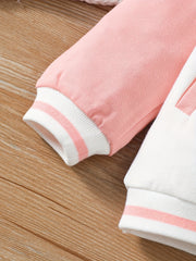 Baby Girls Casual Baseball Coat Long Sleeve Buckle Jacket For Sports