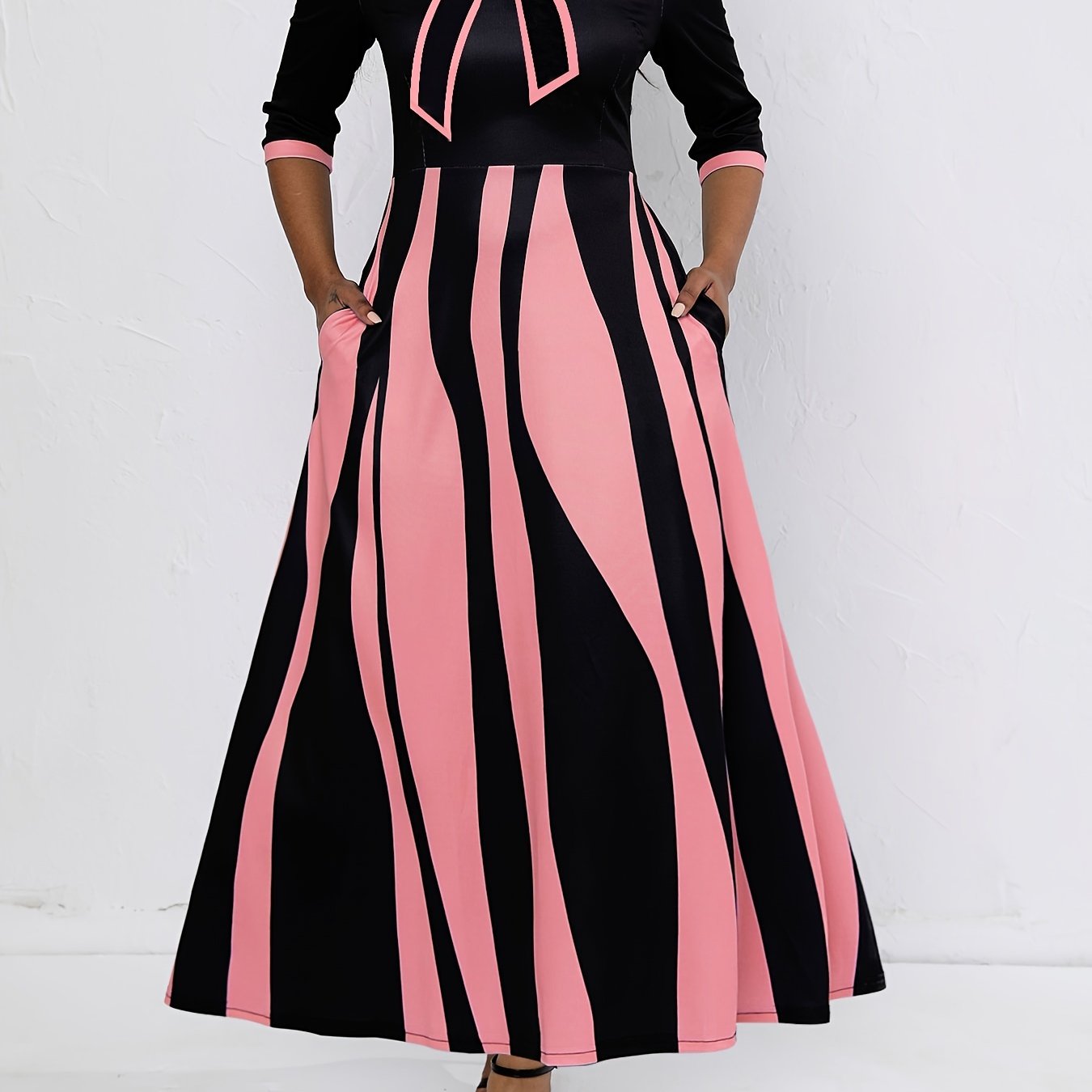 Tie Front Dress with Dual Pockets for Party