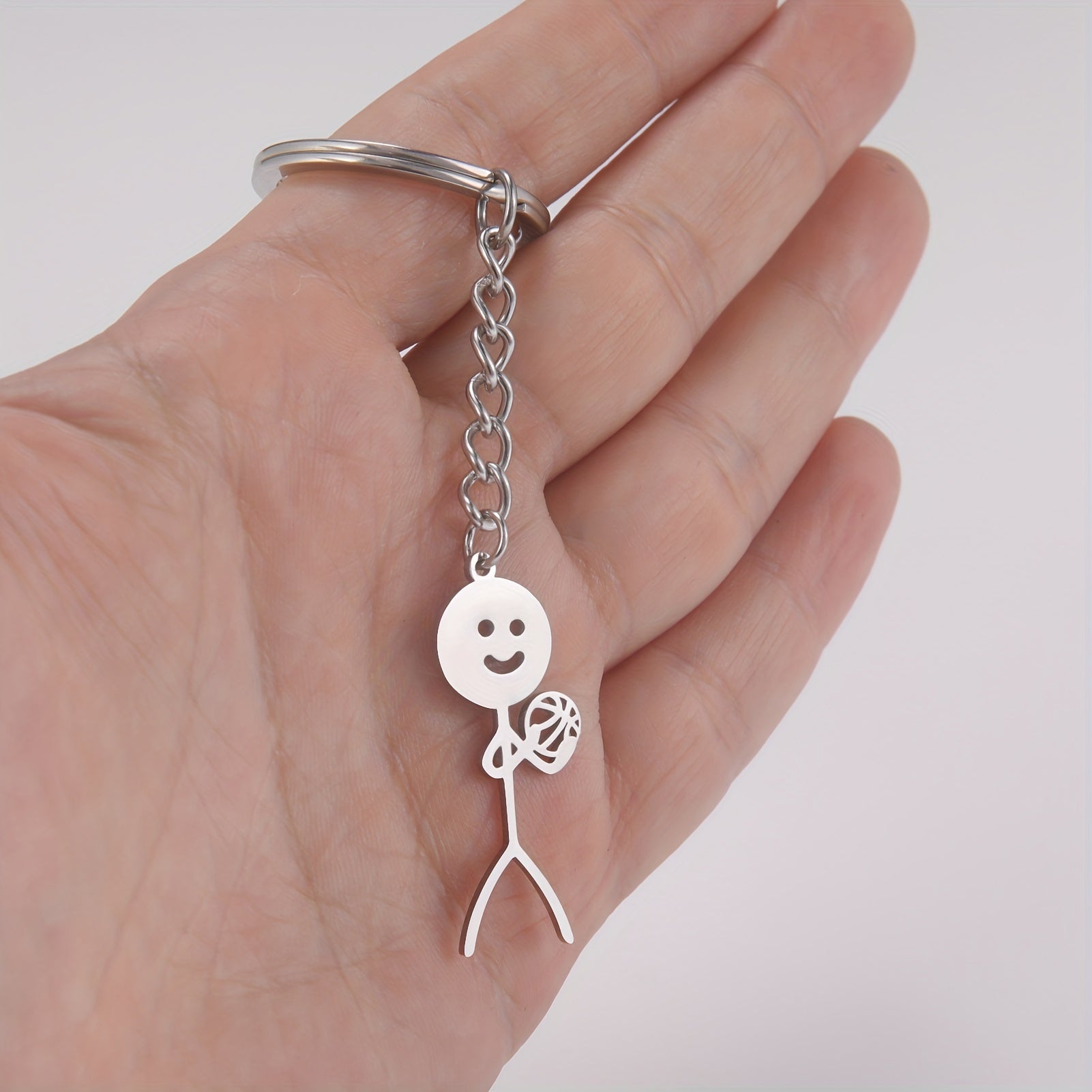 Stickman Keychain Stainless Steel Jewelry Gift