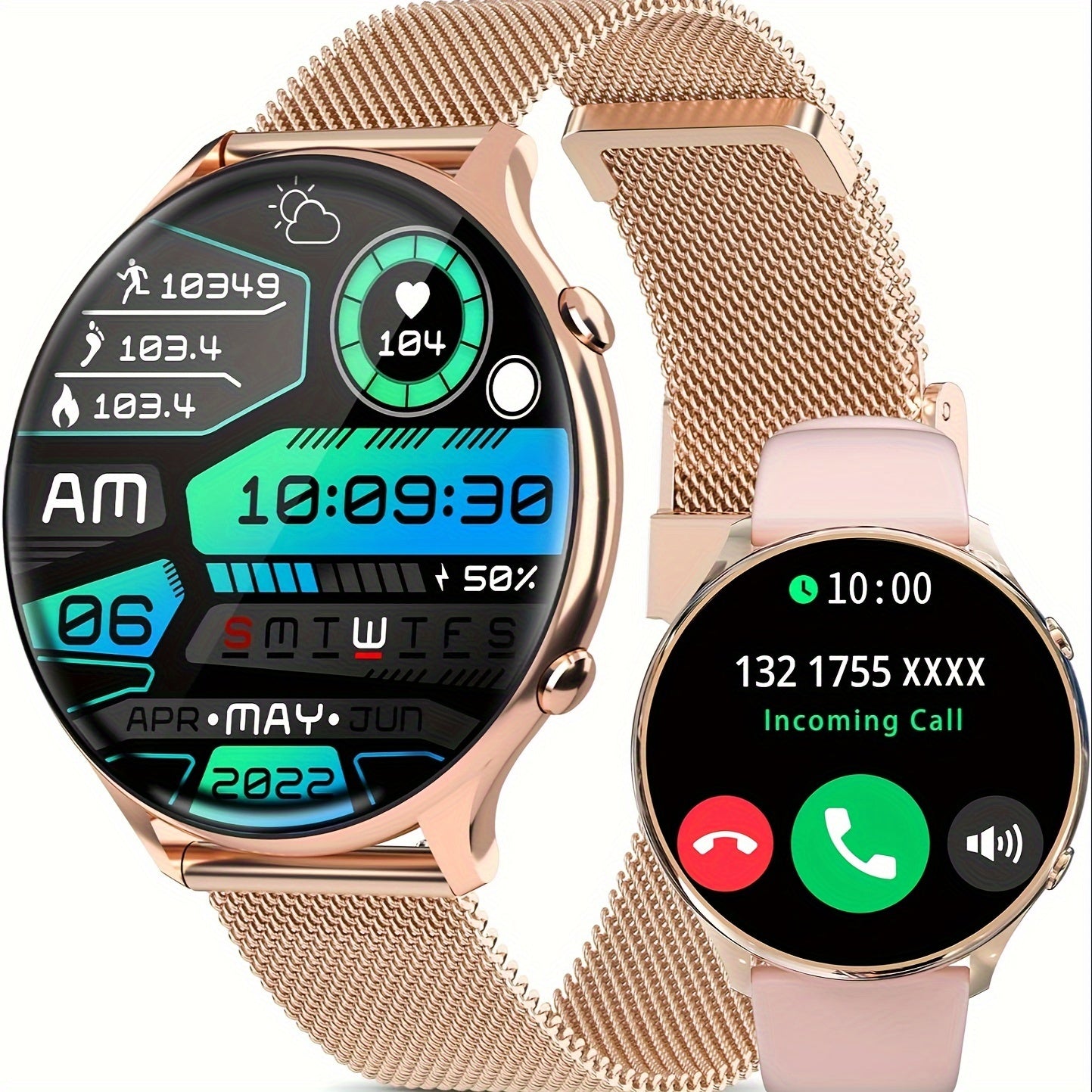 Meatball Women's Smartwatch 4 Round Smartwatch with Pedometer 120 Sports Modes
