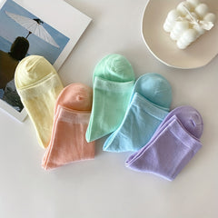Girls Kids Casual Plain Socks Breathable Comfy Crew Socks