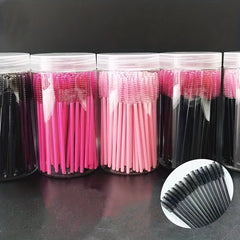 100Pcs Mascara Wands Eyebrow Spoolies Brush With Container