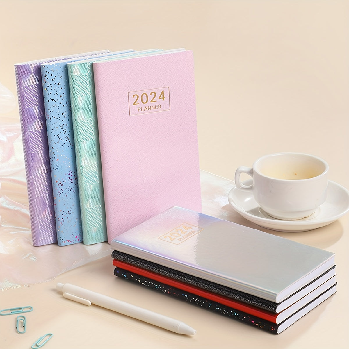 A6 Laser English Schedule Book Colorful Star Cover Weekly Calendar Plan Book