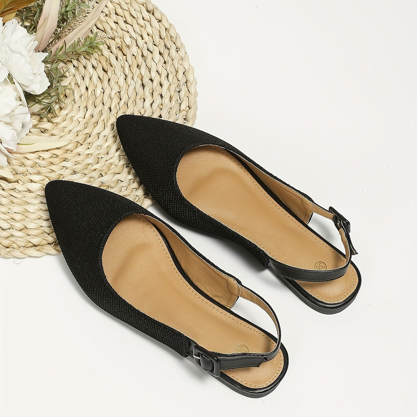 Women's Pointed Toe Flat Sandals Closed Toe Slingback Shoes