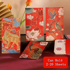 6pcs Chinese Elements Red Envelopes with Chinese Dragon Year Design