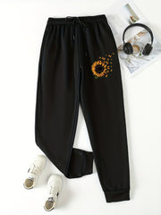 Floral & Butterfly Print Joggers Casual Drawstring Jogger For Spring & Fall