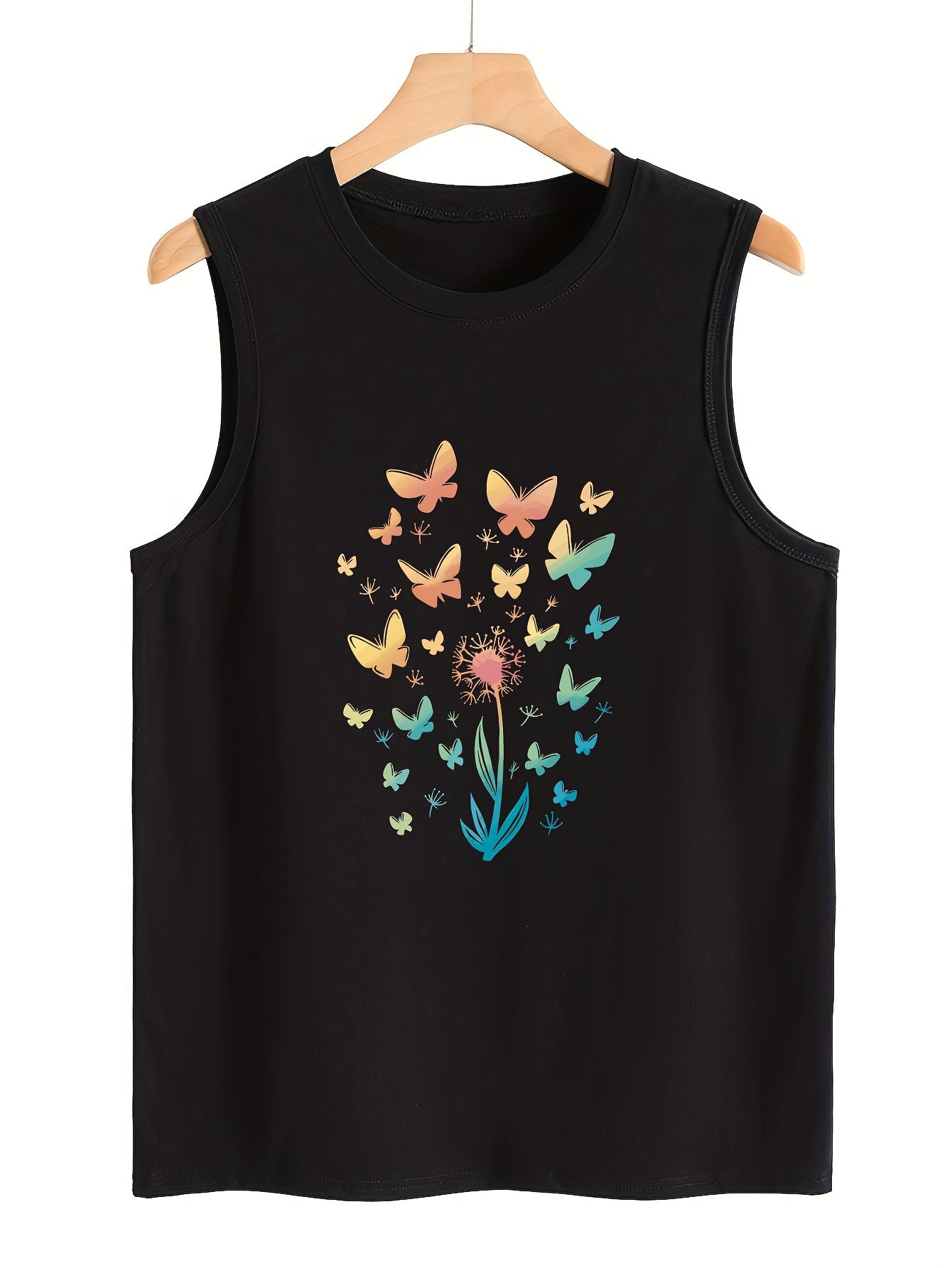 Dandelion & Butterfly Pattern Sports Vest Sleeveless Top Women's Activewear