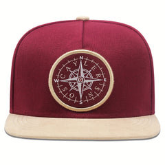 Compass Embroidery Snapback Hat Hip Hop Block Baseball Cap