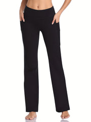 Women's Long Bootleg Flare Yoga Pants With Pocket High Waisted