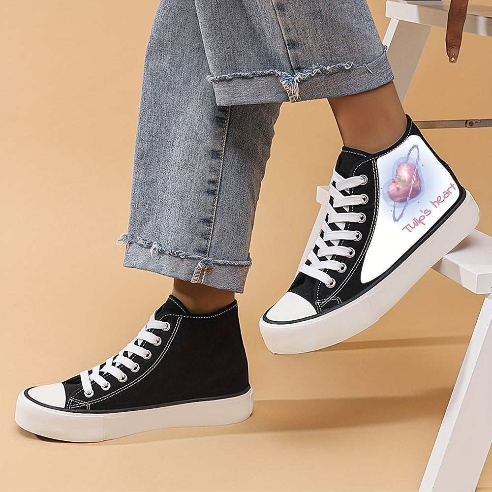 Fantasy Heart Print High Top Canvas Sneakers