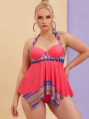 Tribal Print Halter Neck Tankini Set