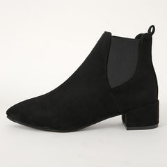 Women's Chunky Heel Short Boots Slip-On Chelsea Ankle Boots Low Heel Shoes