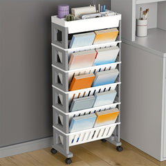 5-6 Level Movable Bookshelf Desk Side Bookshelf