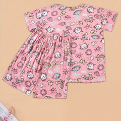 Cat & Strawberry & Rainbow Print Pajama Set