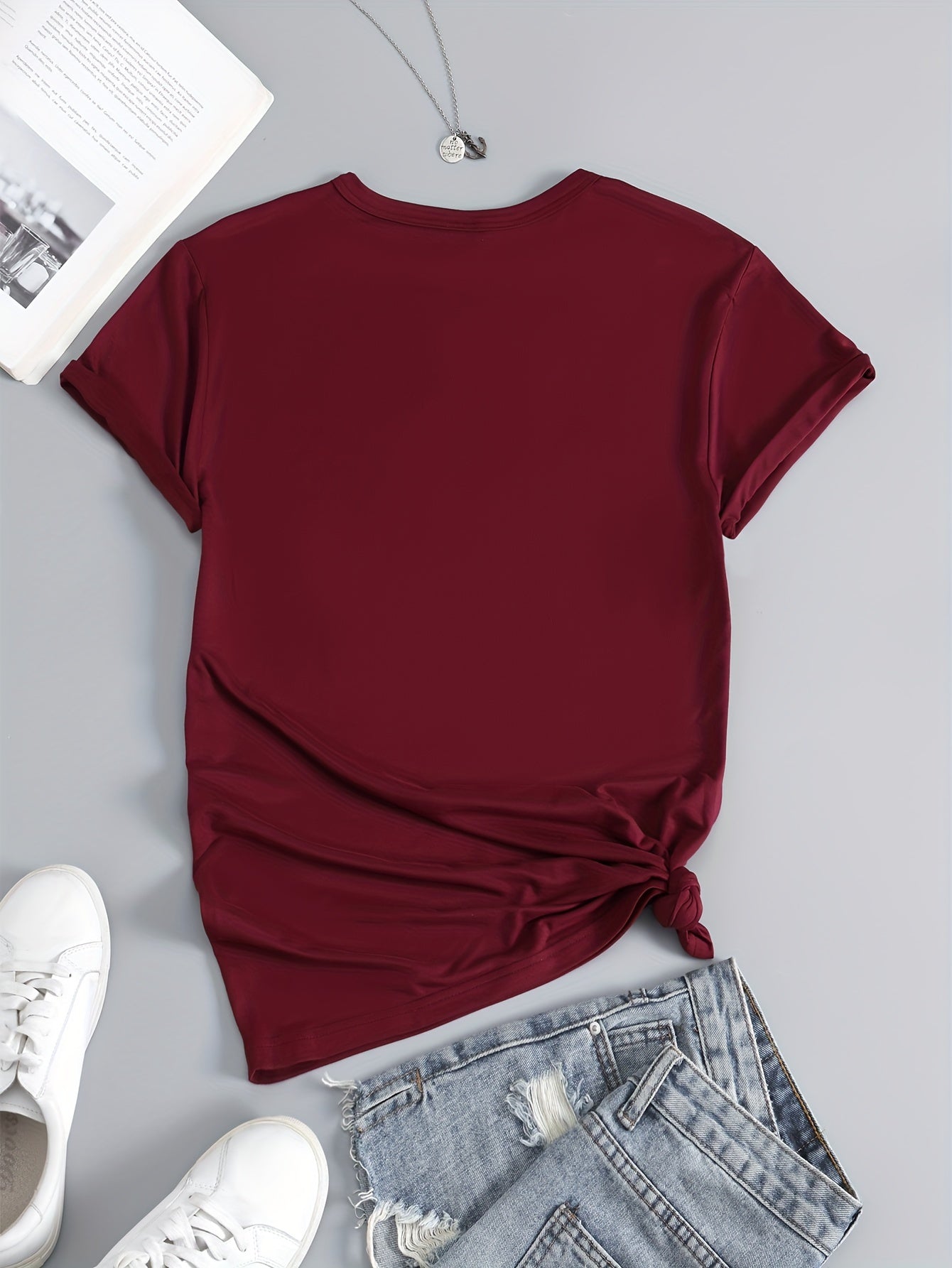 Football Heart Graphic Short Sleeve Sports T shirt Round Neck Women's Activewear