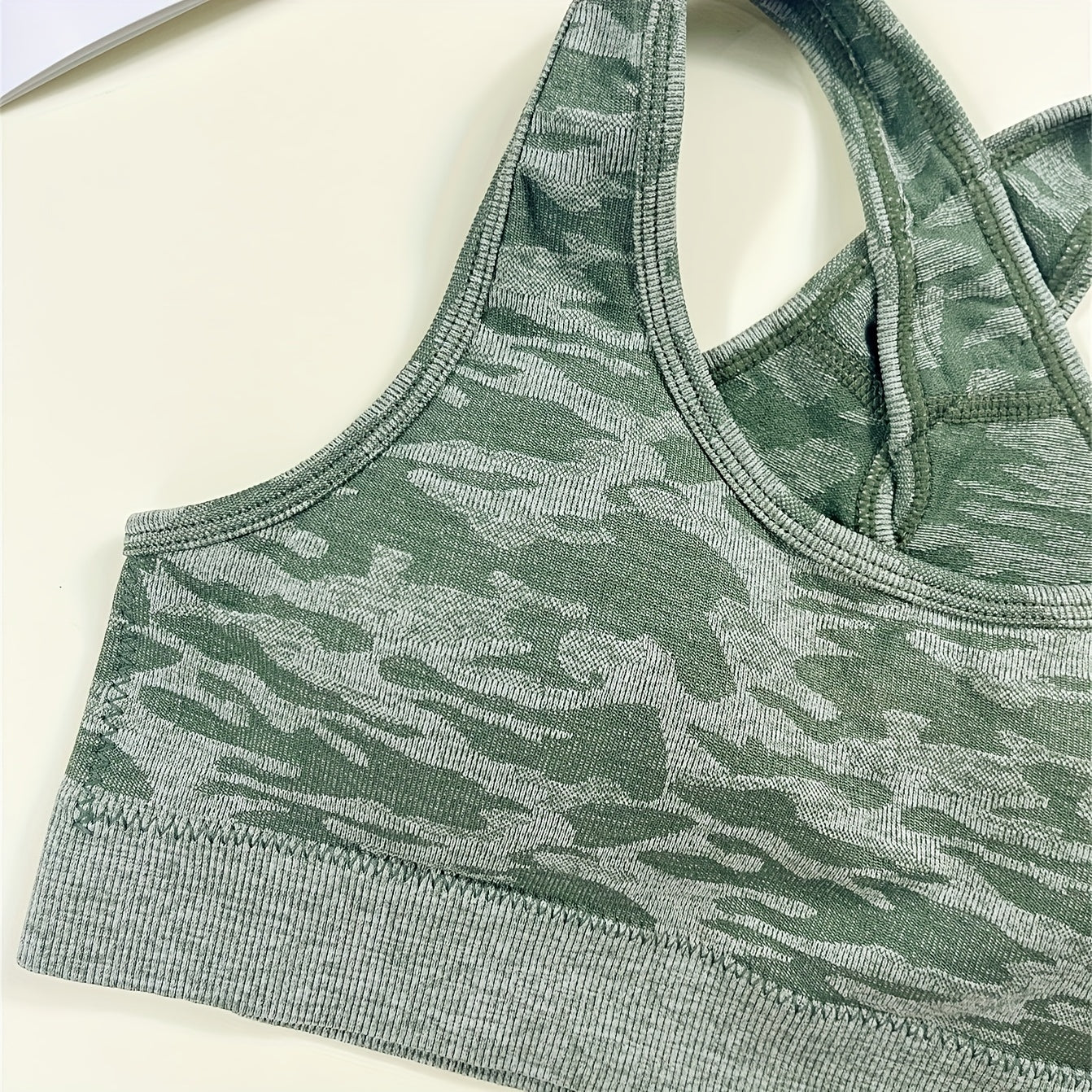 Girls Camo Seamless Sports Bra Cross Back Strap
