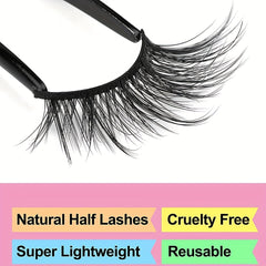 Soft Fluffy D Curl Half Eye Lashes, Natural Faux Mink False Eyelashes
