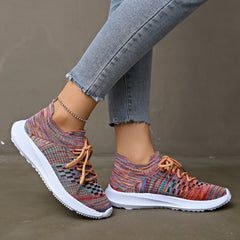 Colorful Mesh Breathable Woven Shoes Lightweight Running Shoes