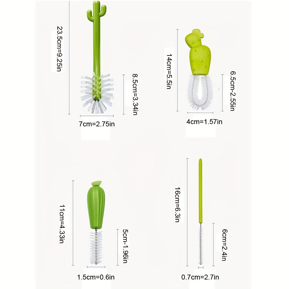 4pcs Cactus Straw Brush Set Cup Straw Cleaning Brush