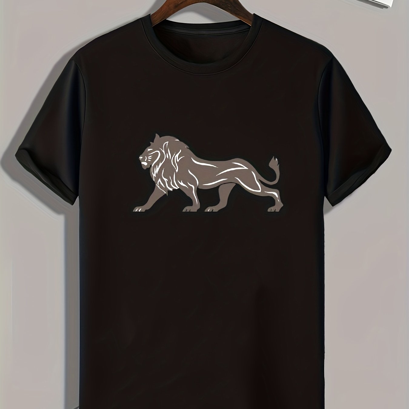 Lion Pattern Print Men's Sports T-shirt Graphic Tee