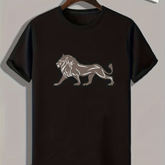 Lion Pattern Print Men's Sports T-shirt Graphic Tee