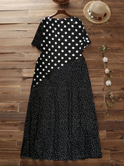 Women's Plus Colorblock Dot Print V Neck Maxi Dress