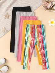 Toddler Girls' 5 Packs Pull on Leggings Pants