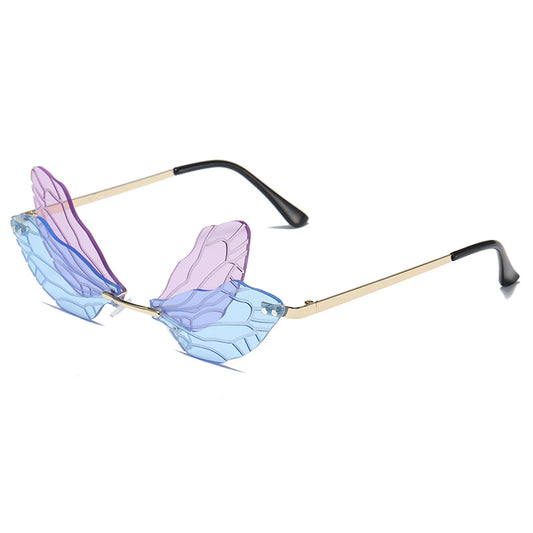 Dragonfly Wings Sunglasses Gradient Lens Funny Catwalk Steampunk