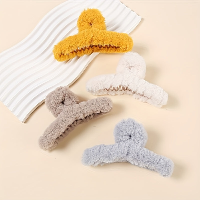 4pcs Plush Hair Clips Claw Clips for Girls