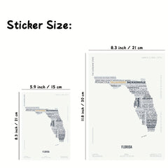Florida State Letter Map Sticker Kids Room Wall Poster