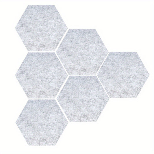 6pcs Hexagon Felt Bulletin Board Self Adhesive Wall Tiles with Push Pins