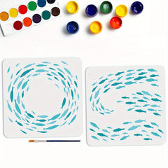1 Set PET Hollow Out Drawing Painting Stencils with 1pc Art Paint Brushes