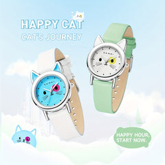 Cat Print Waterproof Quartz Watch for Boys Girls Teens Gift