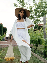 Plain Half Sleeve Stretch Cover Up Robe