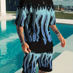 Men's Snake Print T-shirt & Shorts Set for Summer