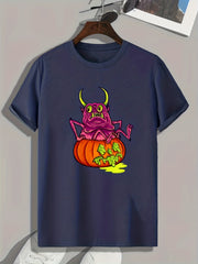 Halloween Monster & Pumpkin Graphic Tee for Men