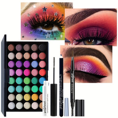 40 Colors Nude Eyeshadow Set with Mascara and Eyeliner - Complete Eye Makeup Kit
