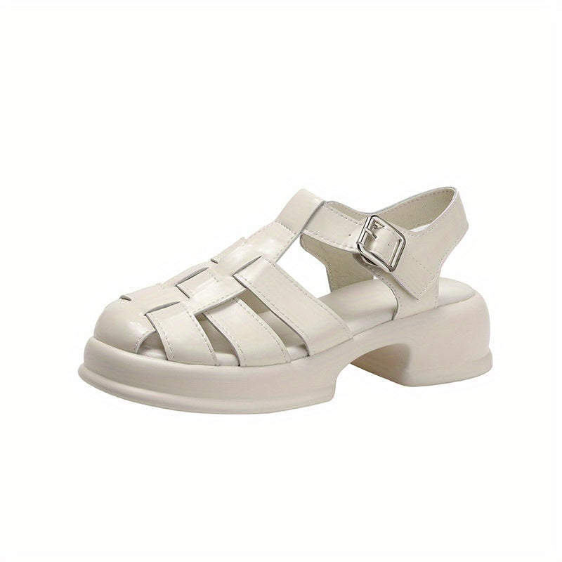 Women's Cut Out Chunky Sandals Buckle Strap Platform Sandals