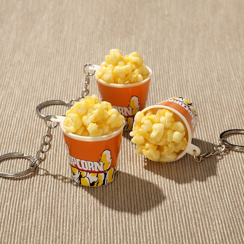 PVC Food Popcorn Key Ring for Car Key Chain