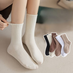 Solid Socks Comfy & Soft Mid Tube Socks Women's Stockings & Hosiery