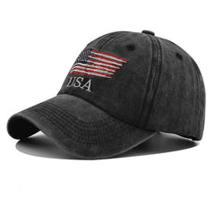 Vintage American Flag Embroidered Baseball Cap Adjustable Trucker Cap