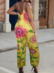 Floral Print Wide Leg Jumpsuit Spaghetti Strap Casual Spring & Summer