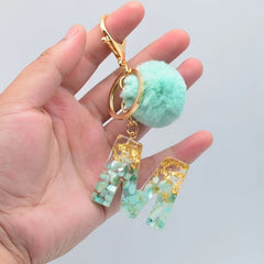 Glitter Resin Initial Letter Keychain English Alphabet Keyring
